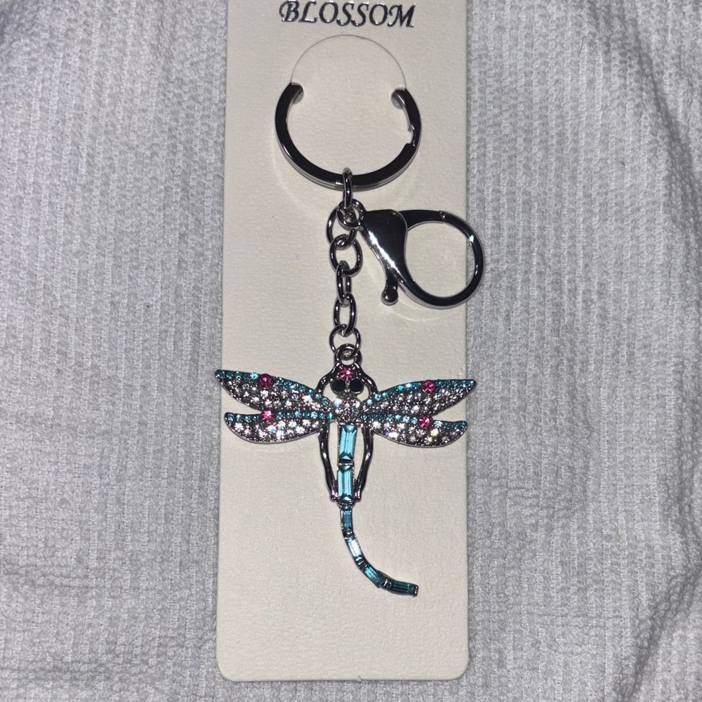 Silver and Blue Dragonfly Key Holder